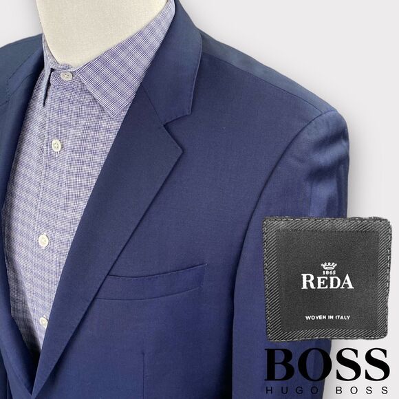 Hugo Boss Blazer Mens 38R Reda Italian Super 110 Wool Sport Jacket Blue 2 Button